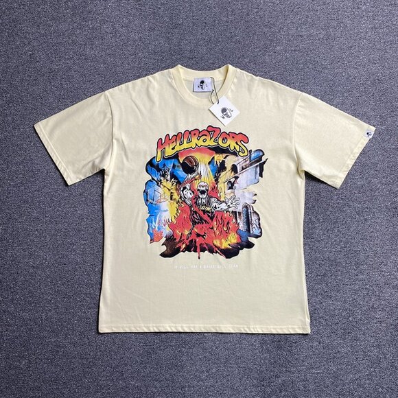 Warren Lotas Basketball Themed Yellow T Shirt Hellrazors Short Sleeve